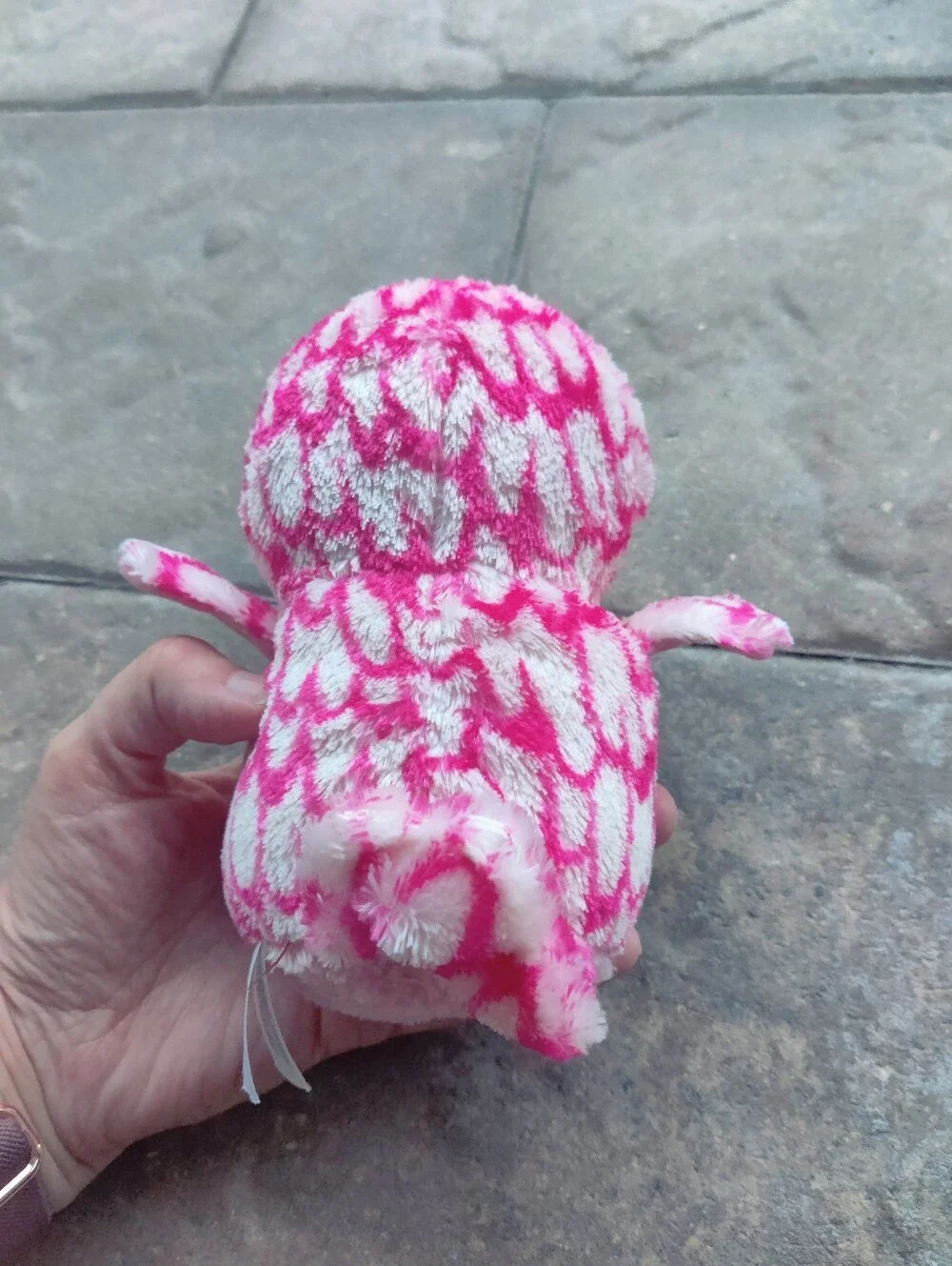 Ty Pinky Plush Owl Toy with Patterned Feathers